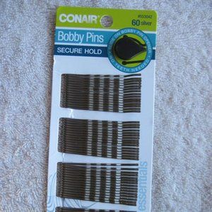 60 Conair Silver Secure Hold Style Stay Tight Bobbies Bobby Slide Hair Pins Open